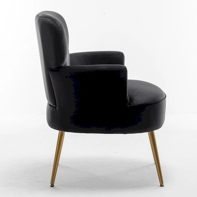 Fauteuil d'appoint tendance en velours avec pieds en métal doré