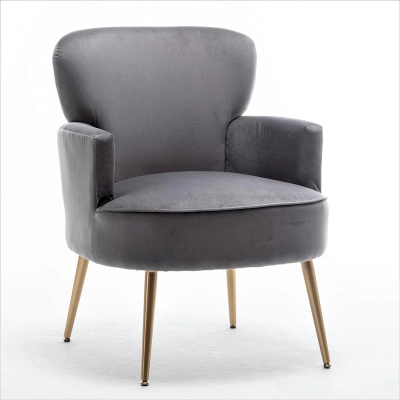 Fauteuil d'appoint tendance en velours avec pieds en métal doré