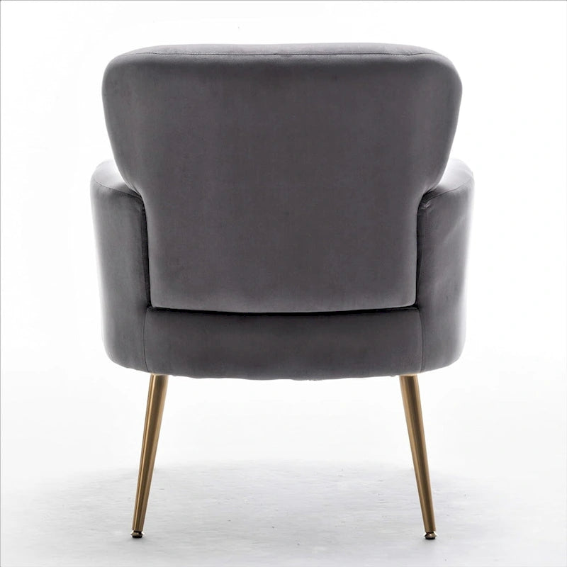 Fauteuil d'appoint tendance en velours avec pieds en métal doré