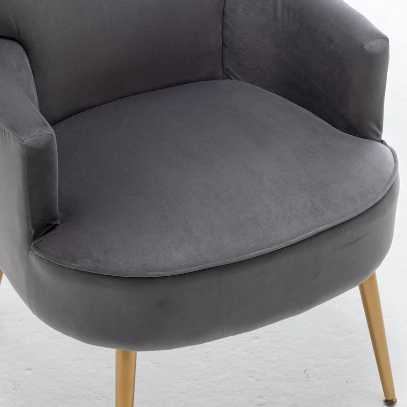 Fauteuil d'appoint tendance en velours avec pieds en métal doré