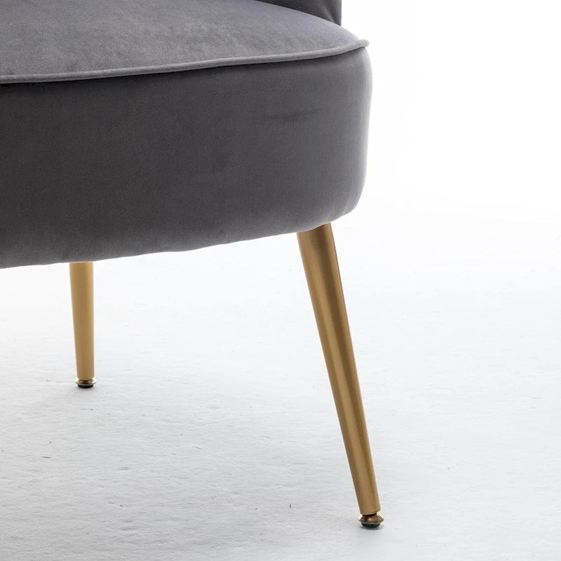 Fauteuil d'appoint tendance en velours avec pieds en métal doré