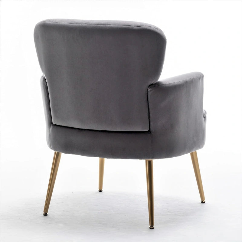 Fauteuil d'appoint tendance en velours avec pieds en métal doré