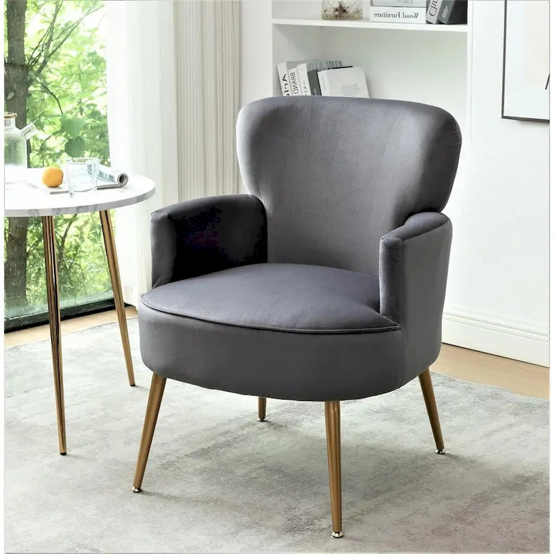 Fauteuil d'appoint tendance en velours avec pieds en métal doré