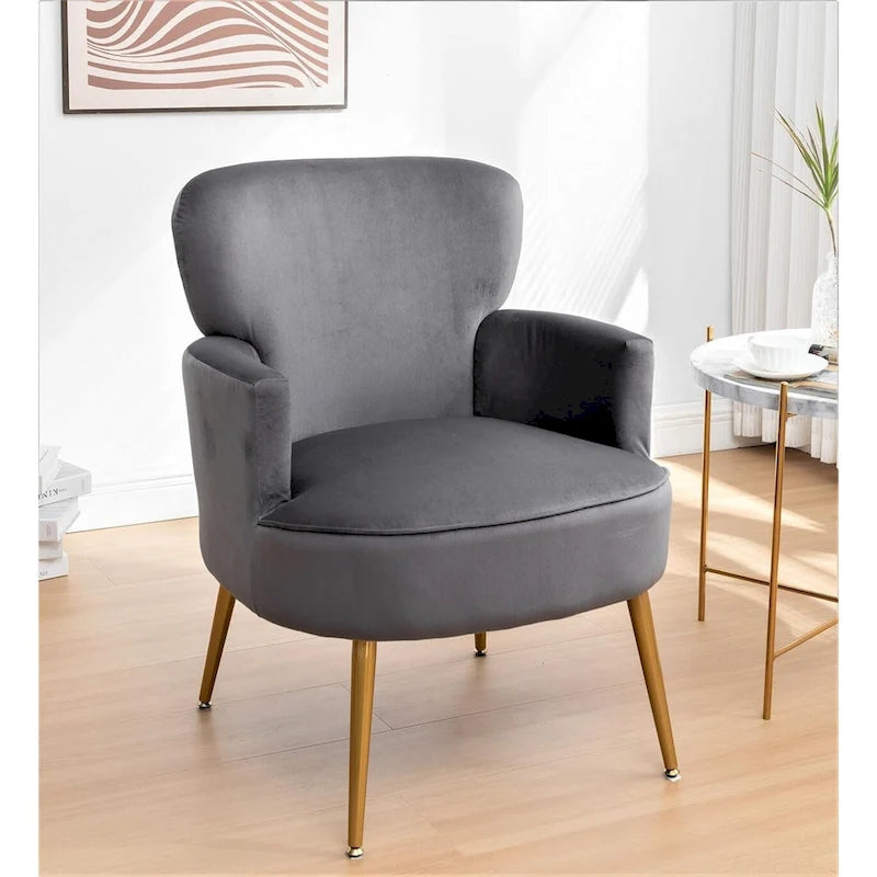Fauteuil d'appoint tendance en velours avec pieds en métal doré