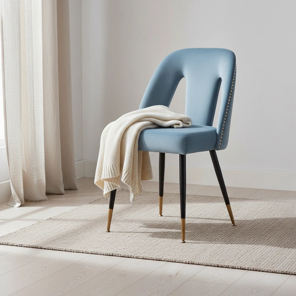 Lot de 2 chaises de salle à manger modernes et contemporaines rembourrées avec clous décoratifs et pieds en métal
