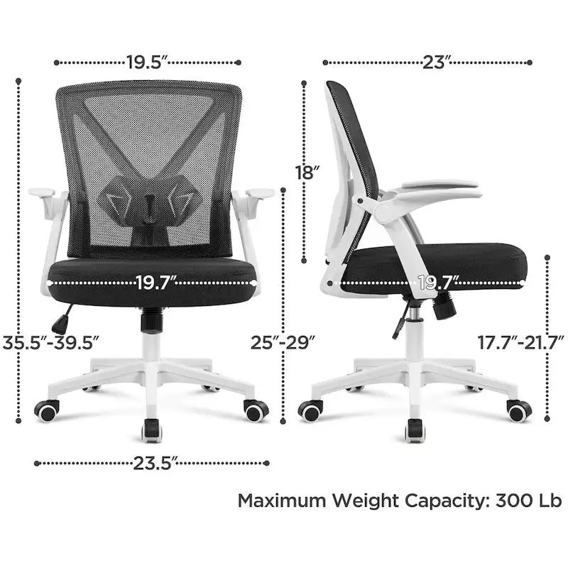 Chaise de bureau en maille avec accoudoirs relevables Chaise de bureau confortable - N/A
