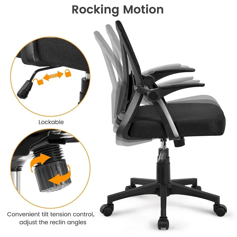Chaise de bureau en maille avec accoudoirs relevables Chaise de bureau confortable - N/A