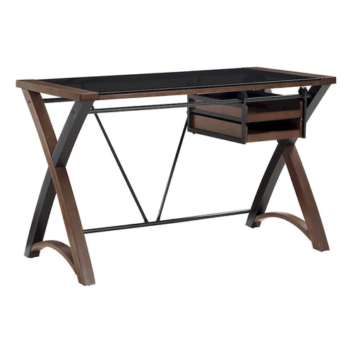 Bureau avec plateau en verre et rangement, 48 po