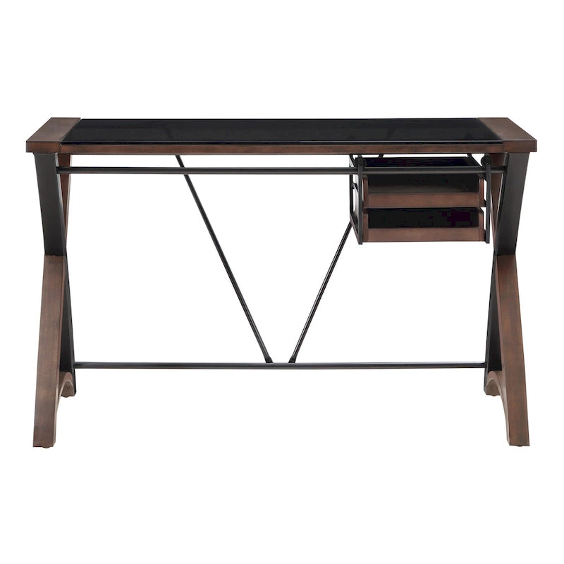Bureau avec plateau en verre et rangement, 48 po