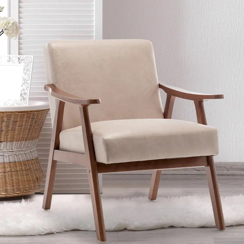 Chaise de salon moderne du milieu du siècle avec cadre en bois massif