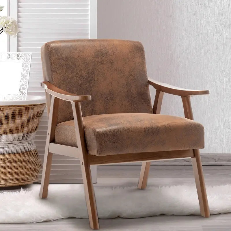 Chaise de salon moderne du milieu du siècle avec cadre en bois massif