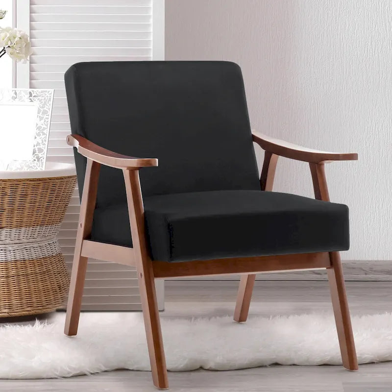 Chaise de salon moderne du milieu du siècle avec cadre en bois massif