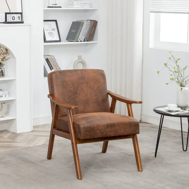 Chaise de salon moderne du milieu du siècle avec cadre en bois massif