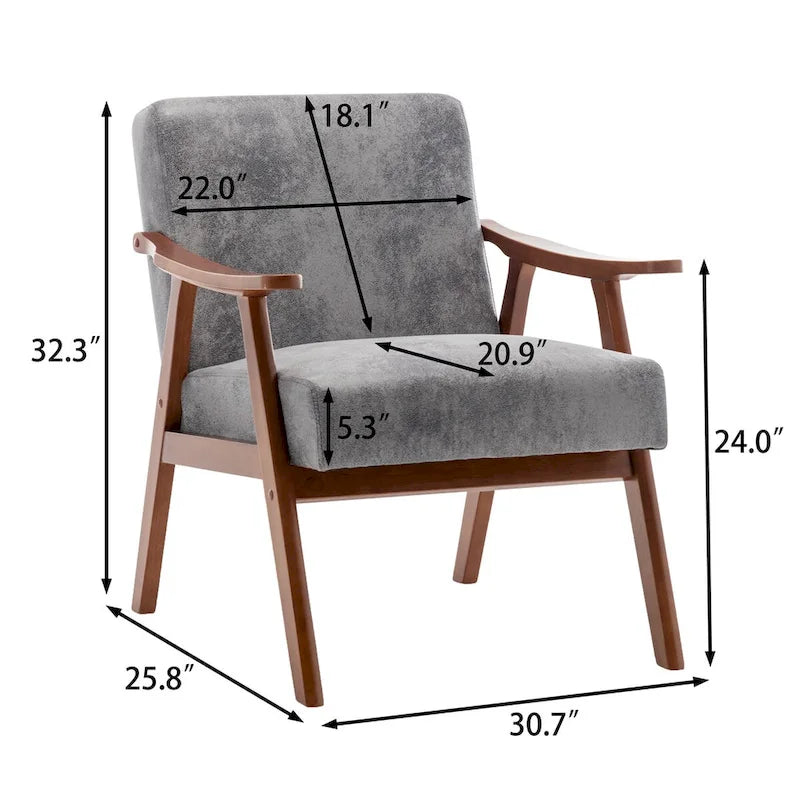 Chaise de salon moderne du milieu du siècle avec cadre en bois massif