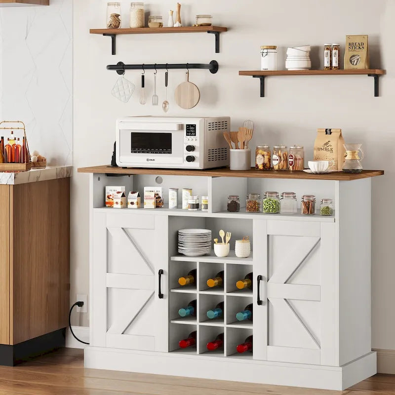 Meuble de bar à café 47Farmhouse avec étagère flottante - 15.75P x 47.24L x 33.86H