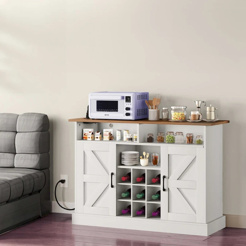 Meuble de bar à café 47Farmhouse avec étagère flottante - 15.75P x 47.24L x 33.86H