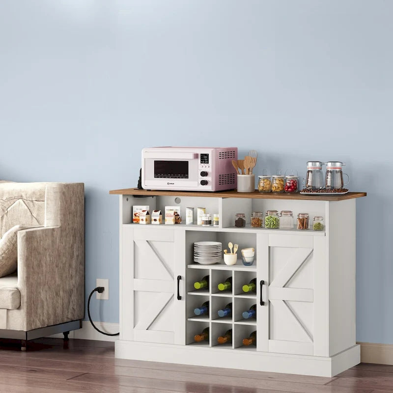 Meuble de bar à café 47Farmhouse avec étagère flottante - 15.75P x 47.24L x 33.86H
