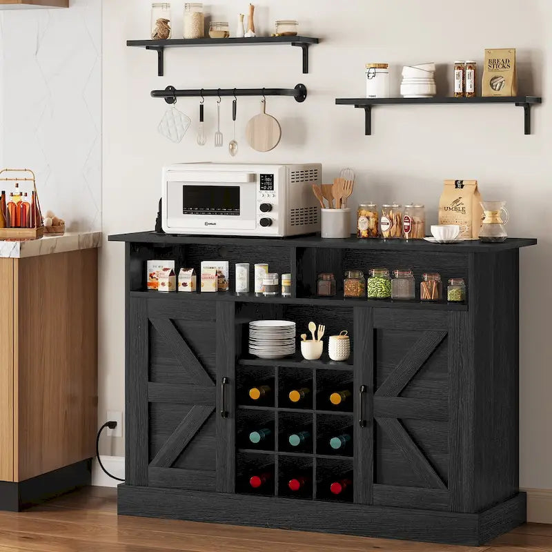 Meuble de bar à café 47Farmhouse avec étagère flottante - 15.75P x 47.24L x 33.86H