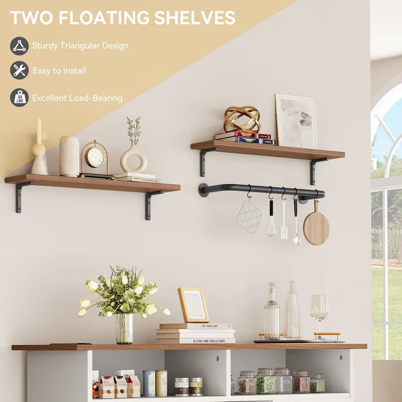 Meuble de bar à café 47Farmhouse avec étagère flottante - 15.75P x 47.24L x 33.86H