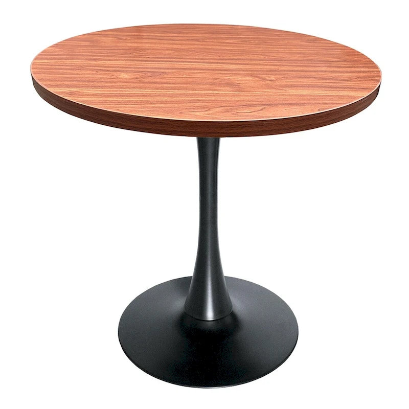 Table à manger ronde de 36 po pour 4 personnes avec plateau en MDF et piètement élégant en fer noir pour cuisine et salle à manger