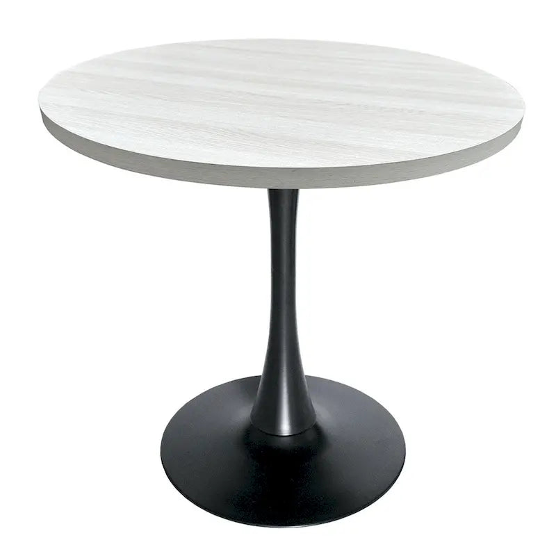 Table à manger ronde de 36 po pour 4 personnes avec plateau en MDF et piètement élégant en fer noir pour cuisine et salle à manger