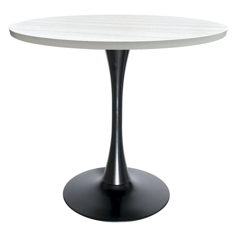 Table à manger ronde de 36 po pour 4 personnes avec plateau en MDF et piètement élégant en fer noir pour cuisine et salle à manger