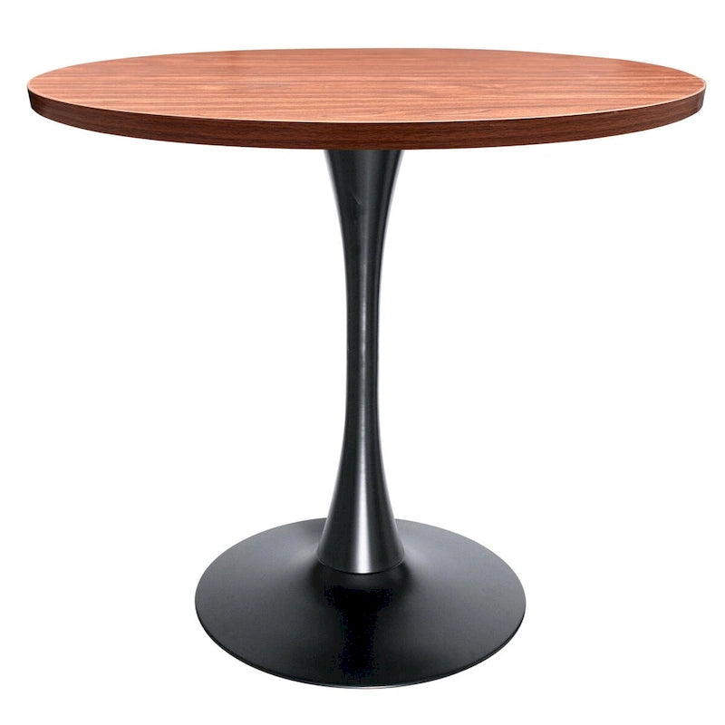 Table à manger ronde de 36 po pour 4 personnes avec plateau en MDF et piètement élégant en fer noir pour cuisine et salle à manger