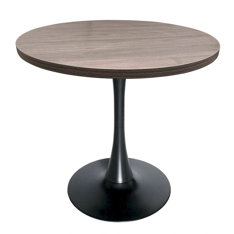 Table à manger ronde de 36 po pour 4 personnes avec plateau en MDF et piètement élégant en fer noir pour cuisine et salle à manger