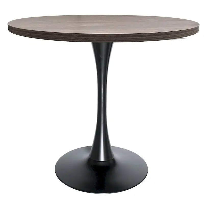 Table à manger ronde de 36 po pour 4 personnes avec plateau en MDF et piètement élégant en fer noir pour cuisine et salle à manger